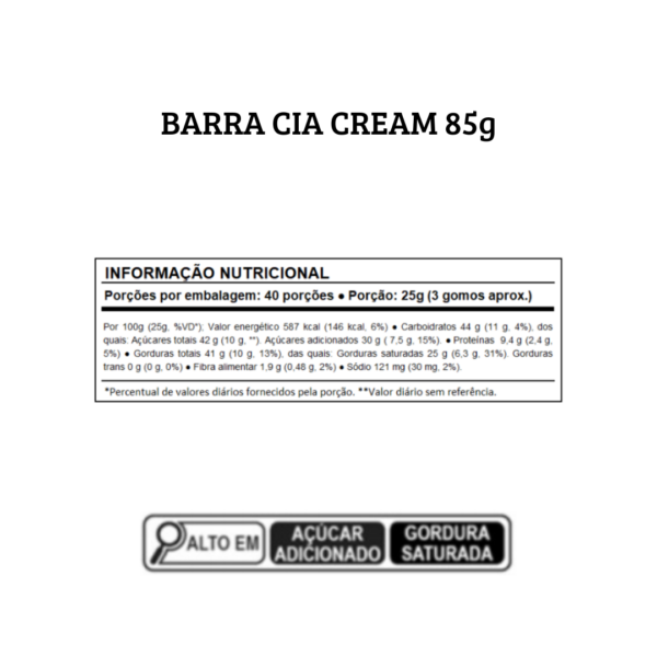 Barra de chocolate ao leite Cia Cream 85g - Imagem 2