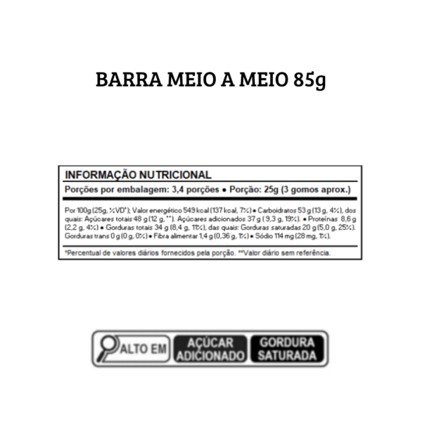 Barra de Chocolate Meio a Meio 85g - Image 2