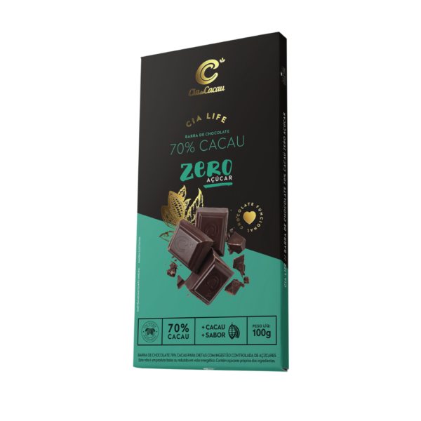 Barra de chocolate zero 70% cacau Cia Life 85g