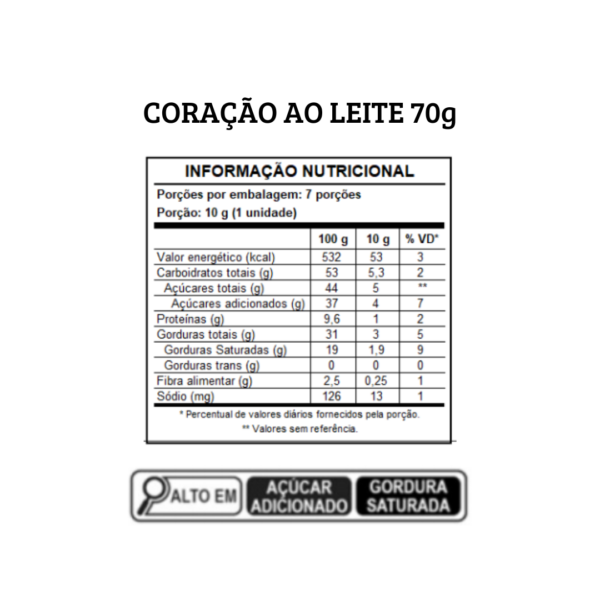 Corações de chocolate ao leite 70g - Image 2