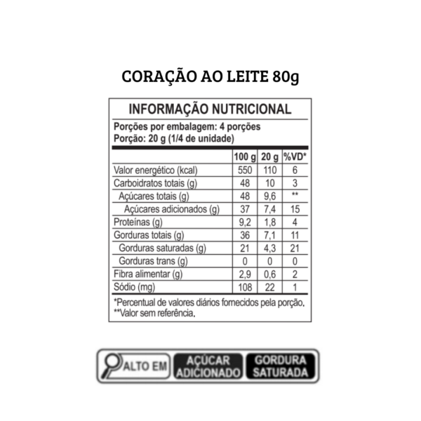 Coração de chocolate ao leite 80g - Image 2