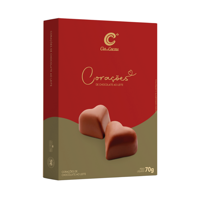 Corações de chocolate ao leite 70g