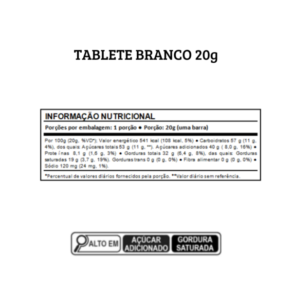 Barra de chocolate ao branco 20g - Imagem 2