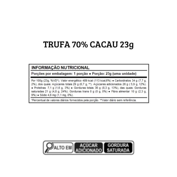 Trufa tradicional 70% cacau 23g - Imagem 2